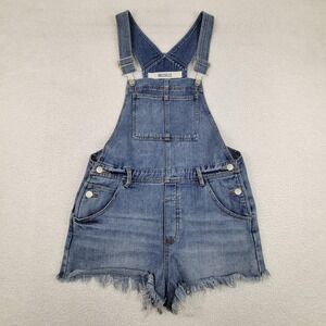Melville‎ Denim Shortalls Womens Small Jean Overalls Frayed Hem Summer Casual